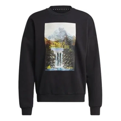ADIDAS ORIGINALS adidas Training Sports Printing Loose Round Neck Pullover Black