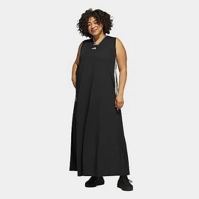 ADIDAS ORIGINALS ADIDAS WOMEN'S TIRO CUT 3-STRIPES SOFT MESH LONG DRESS (PLUS SIZE)