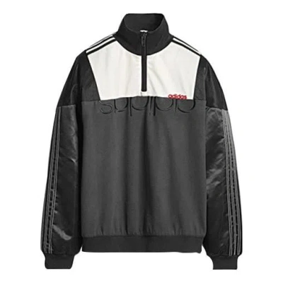 ADIDAS ORIGINALS adidas x alexander wang Crossover logo Printing Colorblock Half Zipper Casual Sports Jacket Black