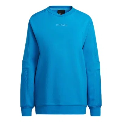 ADIDAS ORIGINALS adidas x Ivy Park Crossover Solid Color Chest Logo Embroidered Pullover Round Neck Long Sleeves Blue