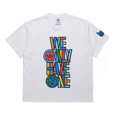 ADIDAS ORIGINALS adidas originals Artist Tee Ss Earth Printing Sports Round Neck Short Sleeve White