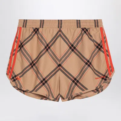 ADIDAS ORIGINALS ADIDAS BY WALES BONNER BEIGE SHORTS WITH CHECK PATTERN IN COTTON