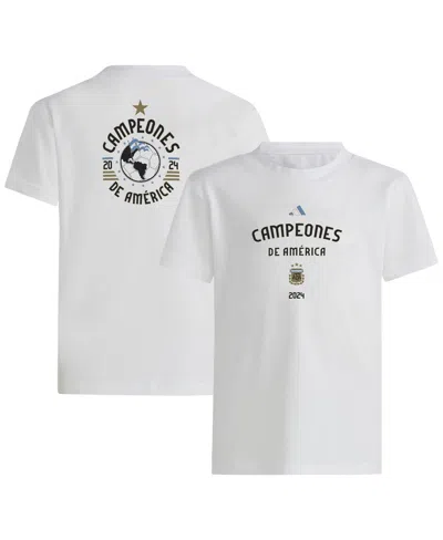 ADIDAS ORIGINALS BIG BOYS AND GIRLS WHITE ARGENTINA NATIONAL TEAM 2024 COPA AMERICA S T-SHIRT