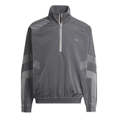 ADIDAS ORIGINALS adidas originals Blue Version Series Casual Half Zipper Stand Collar Jacket Gray