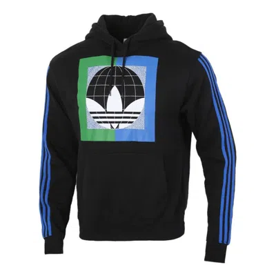 ADIDAS ORIGINALS adidas originals Colorblock logo Printing Fleece Lined hooded Pullover Black