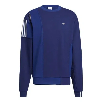 ADIDAS ORIGINALS adidas originals Contrast Color Stitching Logo Stripe Round Neck Long Sleeves Blue