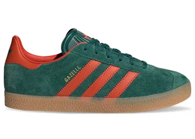 ADIDAS ORIGINALS GAZELLE SNEAKERS IN COLLEGIATE GREEN/PRELOVED RED/GUM
