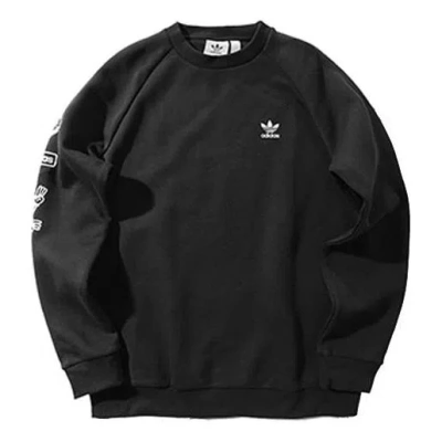 ADIDAS ORIGINALS adidas originals Graphic Crew logo Printing Casual Sports Round Neck Pullover Black