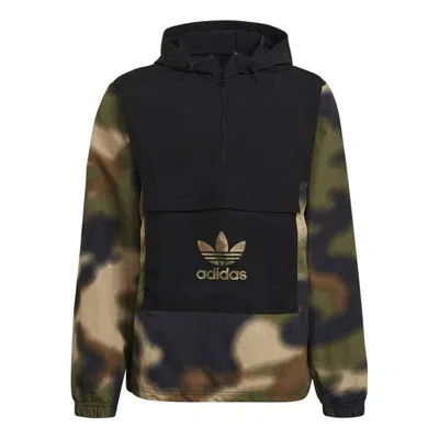 ADIDAS ORIGINALS adidas originals Half Zipper Pullover hooded Camouflage Printing Jacket Green