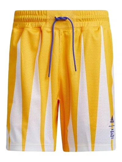 ADIDAS ORIGINALS HOOPS SUMMER ESSENTIALS GEOMETRIC-PATTERN TRACK SHORTS
