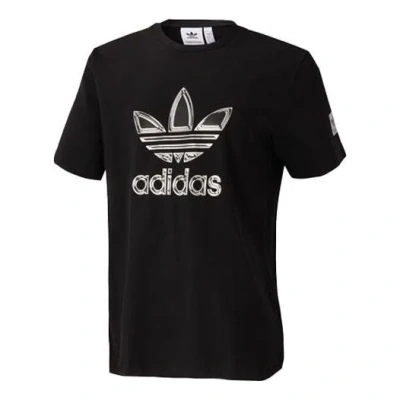 ADIDAS ORIGINALS adidas Originals Logo Printing Sports Short Sleeve Tee 'Black Silver'