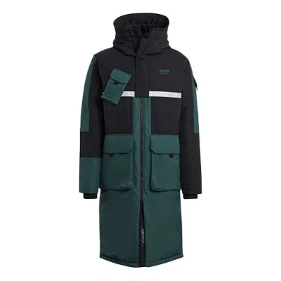ADIDAS ORIGINALS adidas originals Long Dwn Jkt Colorblock Casual Sports Stay Warm hooded Down Jacket Green