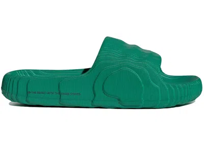ADIDAS ORIGINALS MEN'S ADIDAS ADILETTE 22 SLIDES SNEAKERS IN BOLD GREEN/CORE BLACK