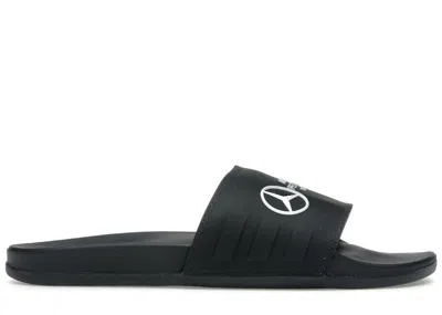 ADIDAS ORIGINALS MEN'S ADIDAS ADILETTE COMFORT SLIDES MERCEDESAMG PETRONAS FORMULA ONE TEAM SNEAKERS IN CORE BLACK/CL