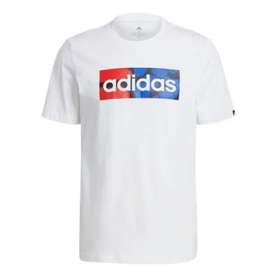 ADIDAS ORIGINALS Men's adidas Alphabet Logo Printing Round Neck Pullover Short Sleeve White T-Shirt