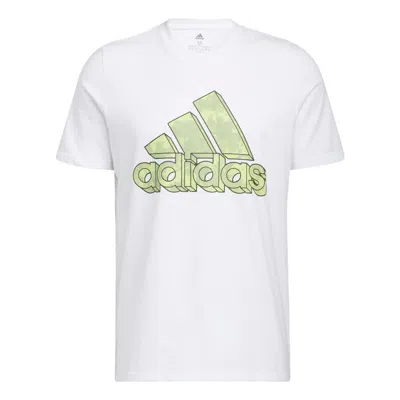 ADIDAS ORIGINALS Men's adidas Alphabet Logo Sports Round Neck Pullover Short Sleeve White T-Shirt