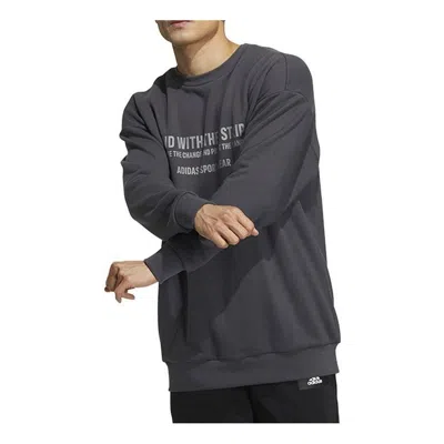 ADIDAS ORIGINALS Men's adidas Alphabet Printing Pattern Pullover Round Neck Long Sleeves Gray