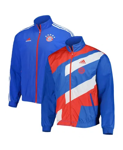 ADIDAS ORIGINALS MEN'S ADIDAS BLUE BAYERN MUNICH TEAM LOGO ANTHEM FULL-ZIP JACKET