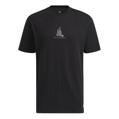 ADIDAS ORIGINALS Men's adidas Camping Graphic Short Sleeve Tee Pattern Round Neck Black T-Shirt
