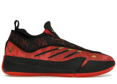 ADIDAS ORIGINALS MEN'S ADIDAS DAME 9 BAPE BLACK RED SNEAKERS IN CORE BLACK