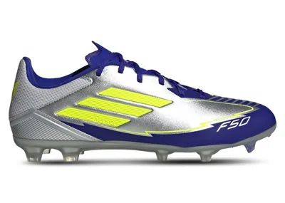 ADIDAS ORIGINALS MEN'S ADIDAS F50 LEAGUE FG/MG MESSI PLAYER PACK 1 SNEAKERS IN SILVER METALLIC/SOLAR YELLOW/LUCID BLU