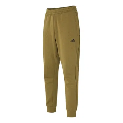 ADIDAS ORIGINALS Men's adidas Fi Dk Reg Pnt Logo Sports Running Knit Bundle Feet Long Pants/Trousers Olive