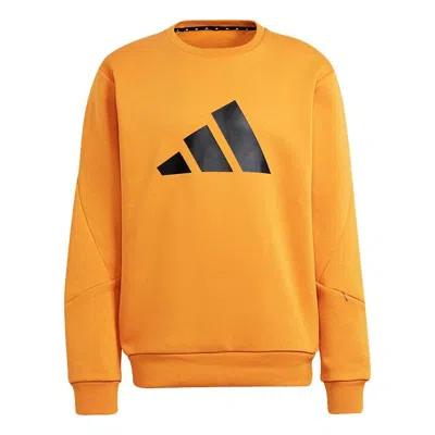 ADIDAS ORIGINALS Men's adidas Fi Wtr Crew Large Logo Printing Sports Round Neck Pullover Orange