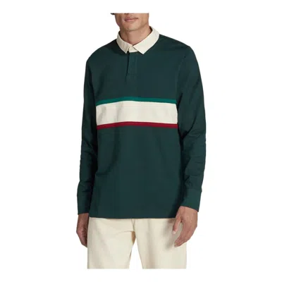 ADIDAS ORIGINALS Men's adidas Fmf Ls Ls Stripe Lapel Pullover Long Sleeves Green Polo Shirt