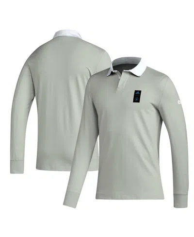 ADIDAS ORIGINALS MEN'S ADIDAS GRAY 2023 PLAYER CHARLOTTE FC TRAVEL LONG SLEEVE POLO SHIRT
