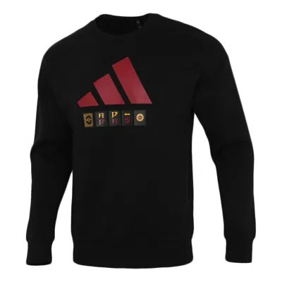ADIDAS ORIGINALS Men's adidas Large Logo Athleisure Casual Sports Loose Round Neck Pullover Black