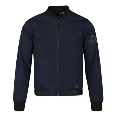 ADIDAS ORIGINALS Men's adidas Logo Printing Baseball Blue Aviator Jacket