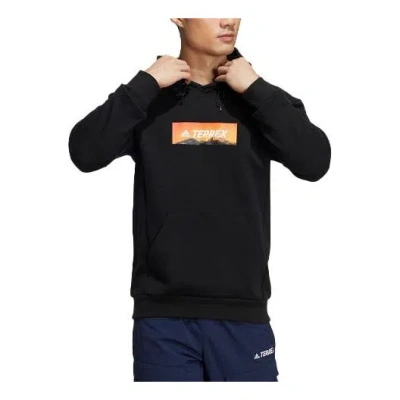 ADIDAS ORIGINALS Men's adidas Logo Printing Hooded Long Sleeves Pullover Black