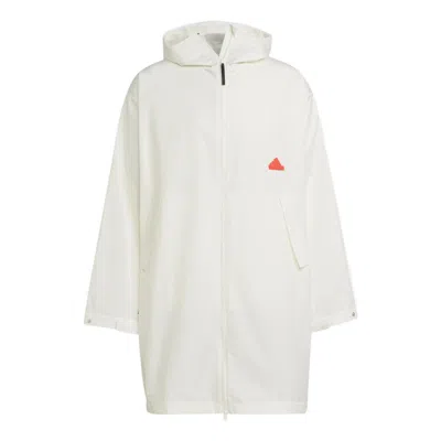 ADIDAS ORIGINALS Men's adidas Logo Solid Color Hooded Jacket Windbreaker White