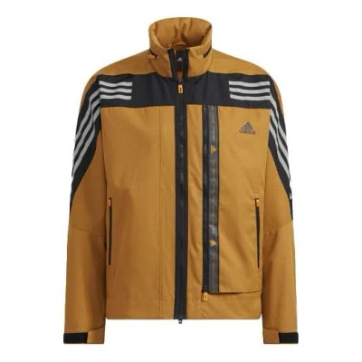 ADIDAS ORIGINALS Men's adidas Logo Stripe Printing Hooded Jacket Brown