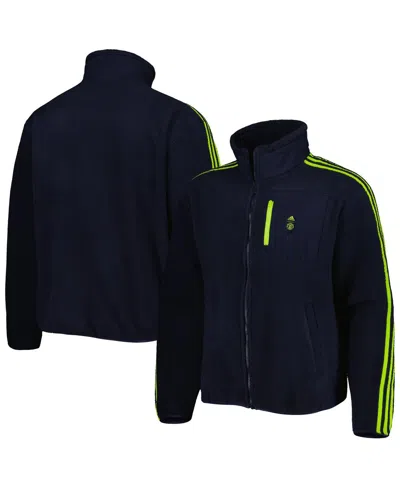 ADIDAS ORIGINALS MEN'S ADIDAS NAVY MANCHESTER UNITED LIFESTYLER FLEECE FULL-ZIP JACKET
