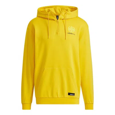 ADIDAS ORIGINALS Men's adidas neo Ss Jan Hdy 2 Logo Printing Half Zipper Sports Pullover Yellow
