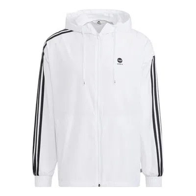 ADIDAS ORIGINALS Men's adidas neo Stripe Logo Zipper Hooded Jacket White