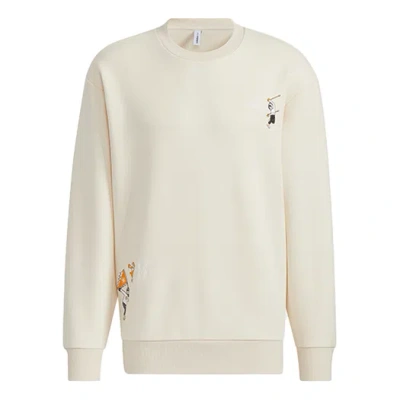 ADIDAS ORIGINALS Men's adidas neo Wp Sw Funny Logo Embroidered Sports Round Neck Pullover Beige