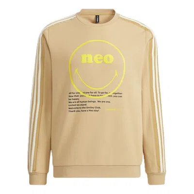 ADIDAS ORIGINALS Men's adidas neo x SMILEY Crossover Smly Swt Smiling Face Printing Stripe Sports Round Neck Pullover