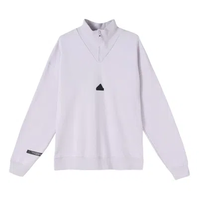 ADIDAS ORIGINALS Men's adidas New 1/2-zip Solid Color Small Logo Half Zipper Pullover Stand Collar Long Sleeves Gray