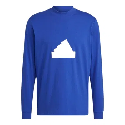 ADIDAS ORIGINALS Men's adidas New Cl Ls Tee Logo Pullover Round Neck Long Sleeves Blue T-Shirt