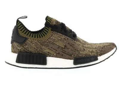 ADIDAS ORIGINALS MEN'S ADIDAS NMD R1 OLIVE CAMO SNEAKERS IN CARGO/CORE BLACK/WHITE