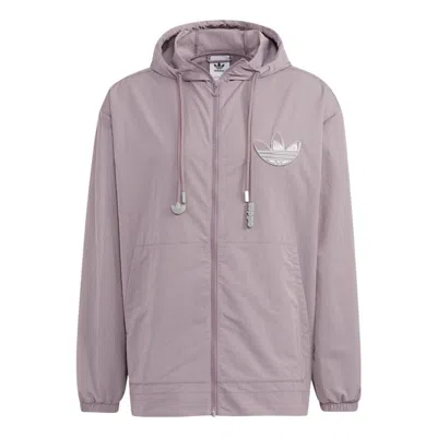 ADIDAS ORIGINALS Men's adidas originals Back Logo Printing Pattern Drawstring Hooded Jacket Purple