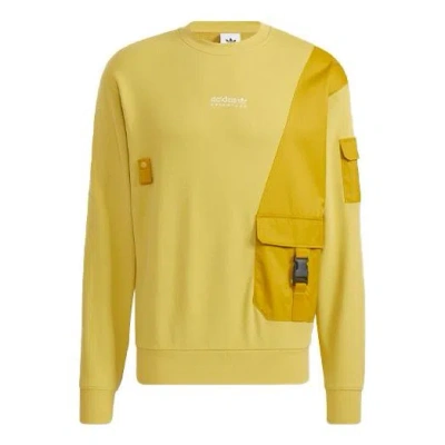 ADIDAS ORIGINALS Men's adidas originals Contrasting Colors Big Pocket Splicing Knit Sports Round Neck Pullover Yellow