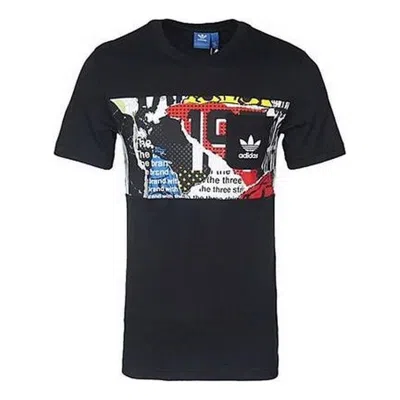 ADIDAS ORIGINALS Men's adidas originals Design Alphabet Printing Round Neck Pullover Short Sleeve Black T-Shirt