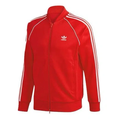 ADIDAS ORIGINALS Men's adidas originals Logo Casual Breathable Sports Side Stripe Jacket Red