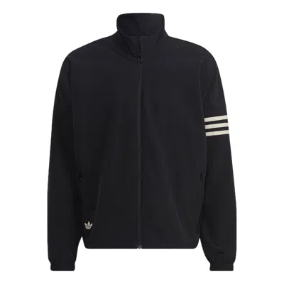 ADIDAS ORIGINALS Men's adidas originals Logo Printing Pattern Stripe Stand Collar Zipper Jacket Black