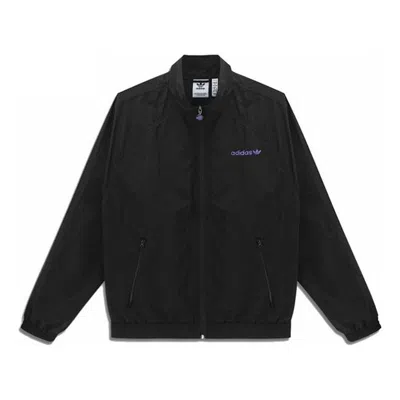 ADIDAS ORIGINALS Men's adidas originals Printing Alphabet Stand Collar Long Sleeves Sports Jacket Black