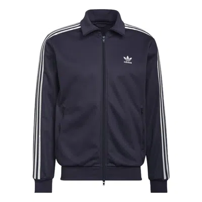 ADIDAS ORIGINALS Men's adidas originals Stripe Printing Stand Collar Sports Jacket Dark Grey Navy Blue