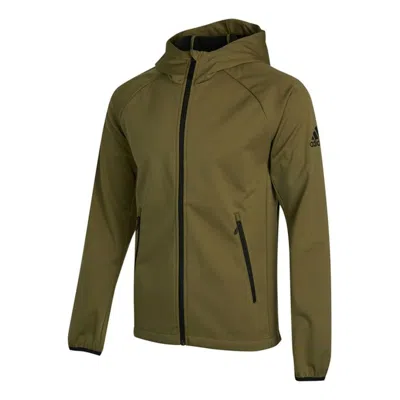 ADIDAS ORIGINALS Men's adidas Outdoor Sports Fleece Lined Hooded Logo Jacket Olive